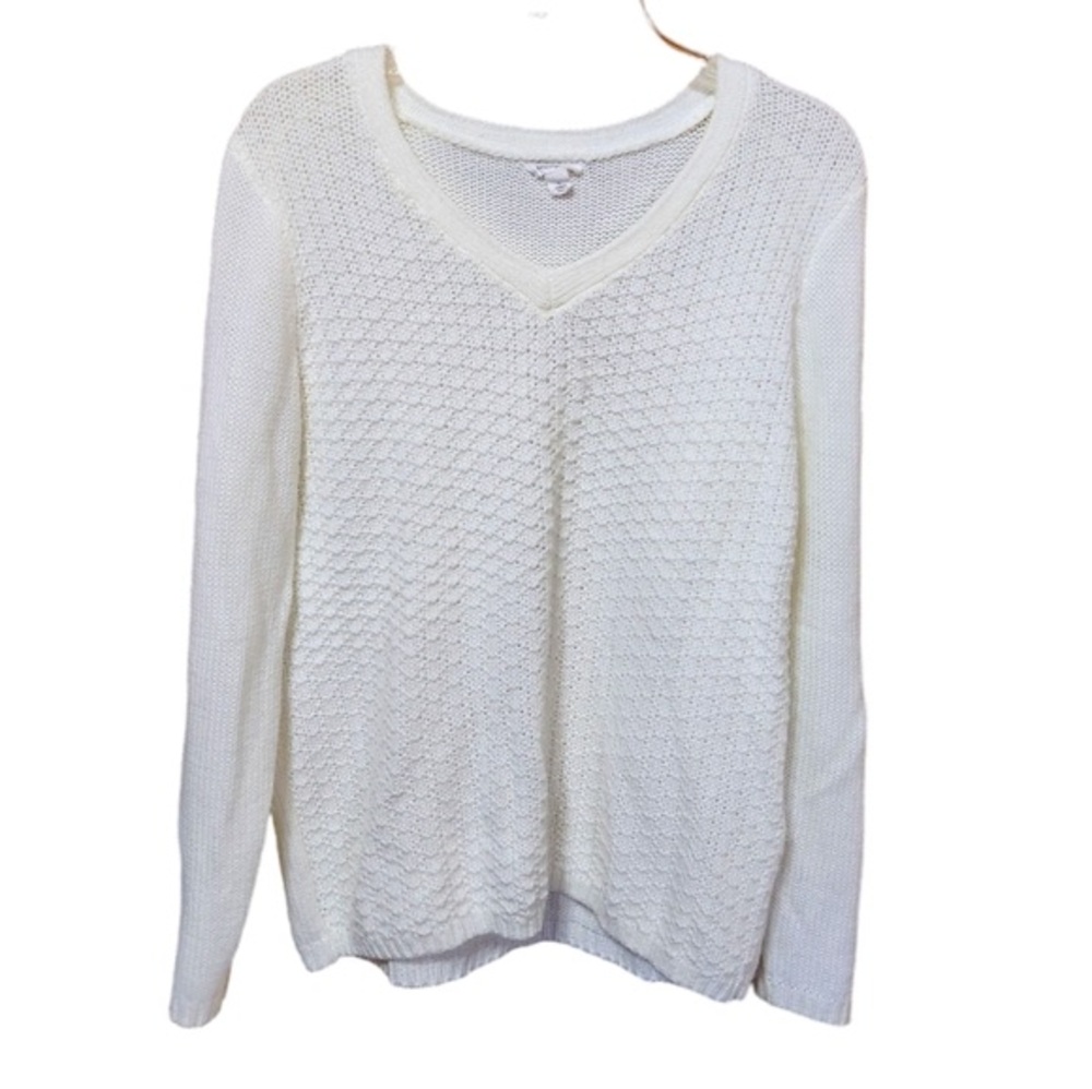 Westport Soft White V-Neck Sweater Long Sleeve